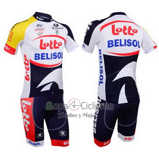 Lotto Belisol Ropa Ciclismo Culotte Corto 2013 Mangas Cortas Violeta y Blanco